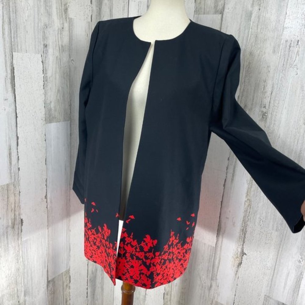 The Limited Women's Black Floral  Open Front Long Sleeve Jacket New Sz‎ 12